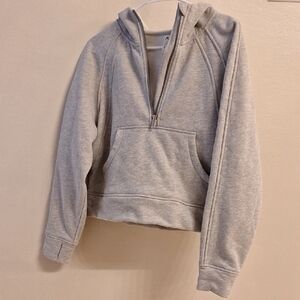 H&M Light Gray Women Half Zipper Hoodie
